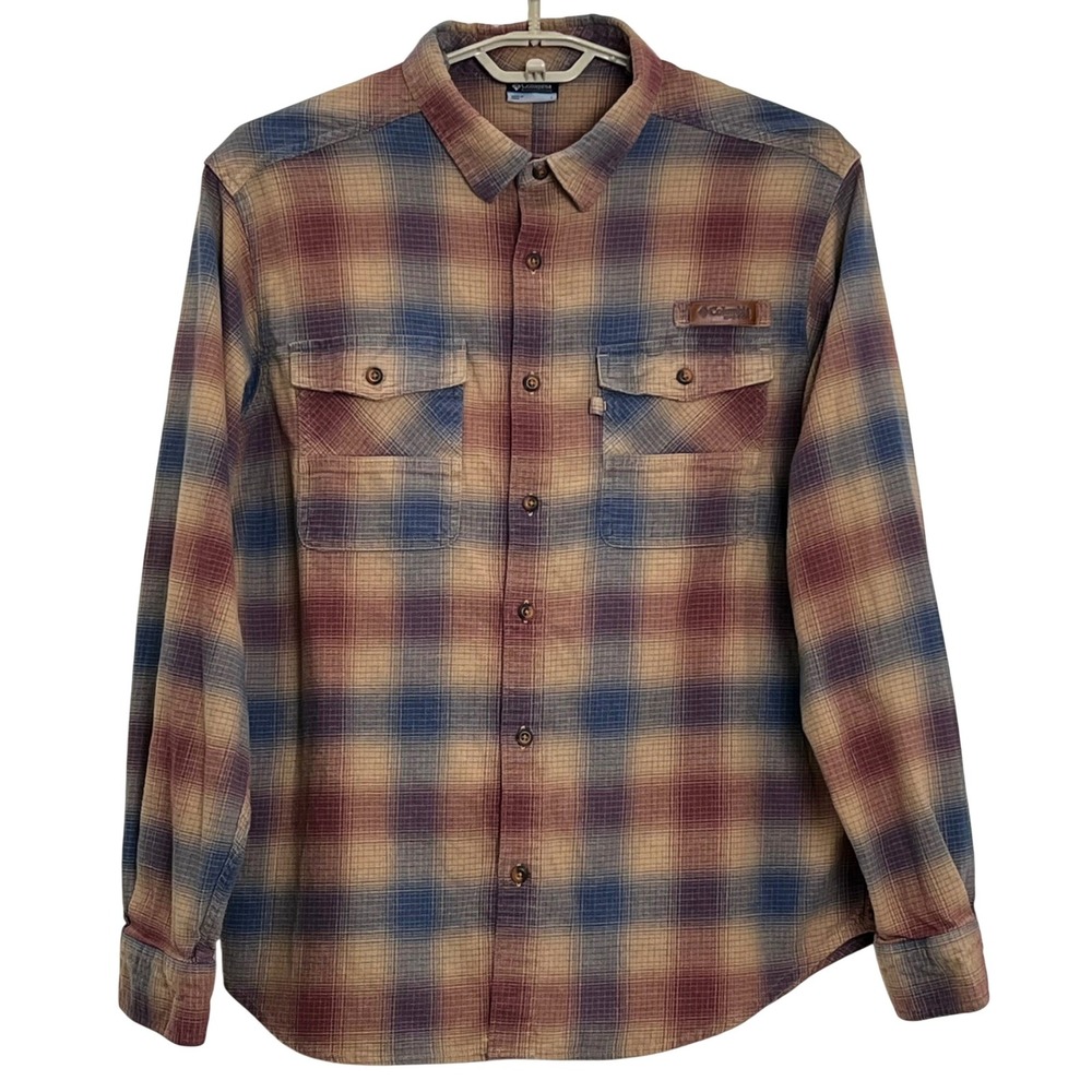 Columbia Men PHG Flannel Shirt L Plaid Vented Performance Hunting Gear Outdoor